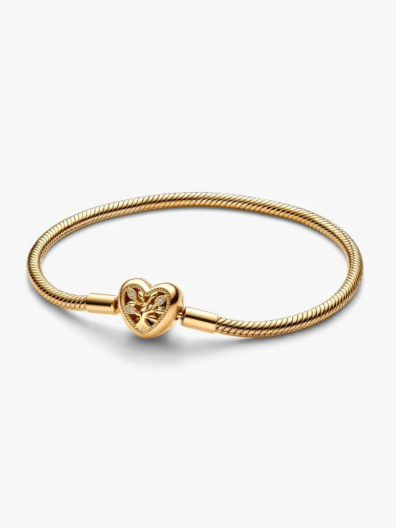 Bracelet Cœur de Vie – Maille Serpent Dorée
