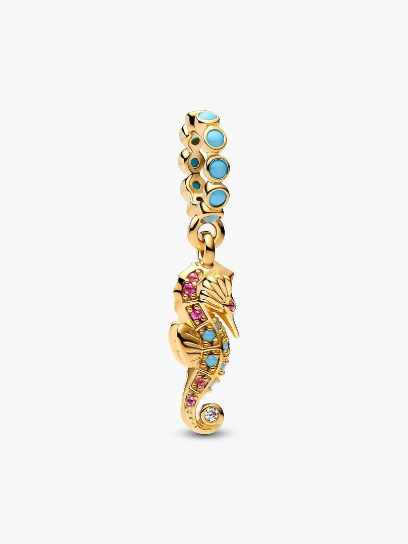 Charm Hippocampe Enchanté – Doré aux détails colorés
