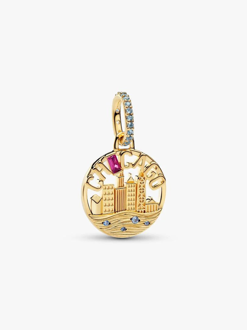 Charm Chicago – Skyline Dorée et Pierres Colorées