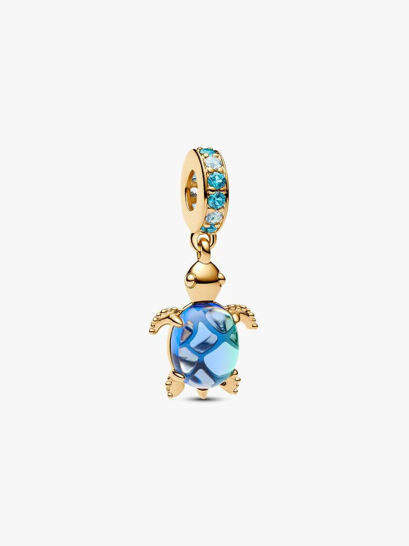 Charm Tortue Océane – Doré et bleu irisé