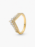 Bague Chevron Éclat Royal – Dorée aux pierres scintillantes