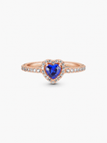 Bague Cœur Azur – Doré rose et pierre bleue