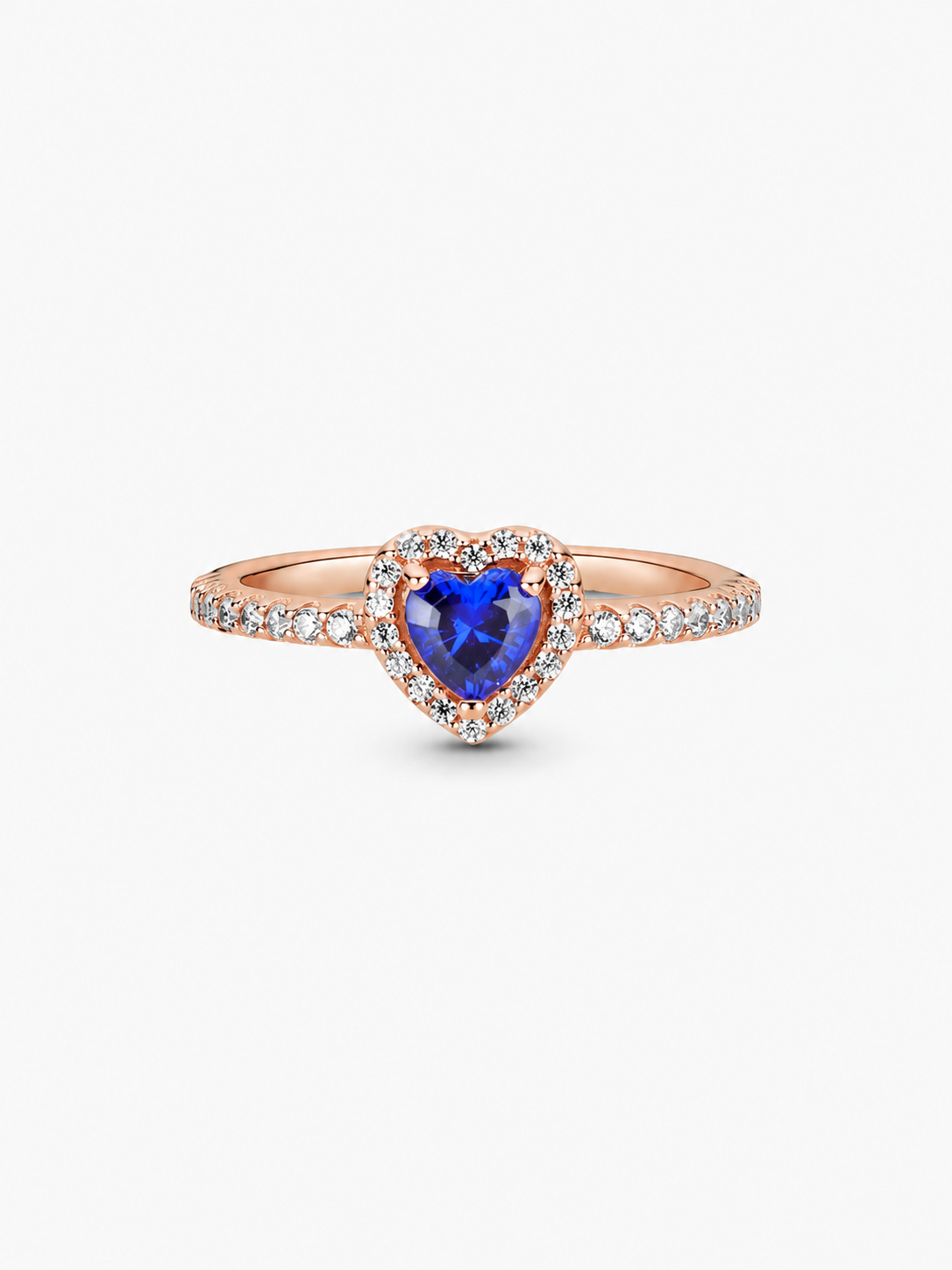 Bague Cœur Azur – Doré rose et pierre bleue