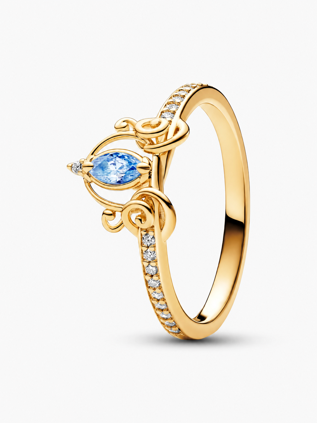 Bague Carrosse Cendrillon – Dorée à la pierre bleu ciel