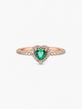 Bague Cœur Émeraude – Doré rose et pierre verte