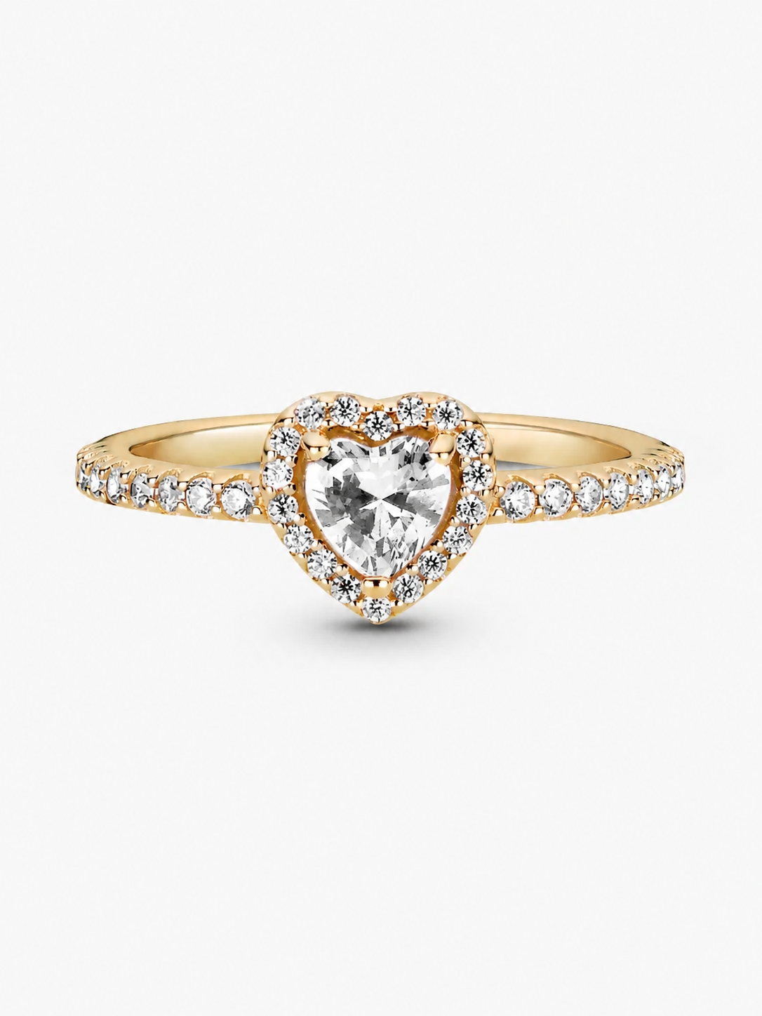 Bague Cœur Lumière – Dorée aux pierres transparentes