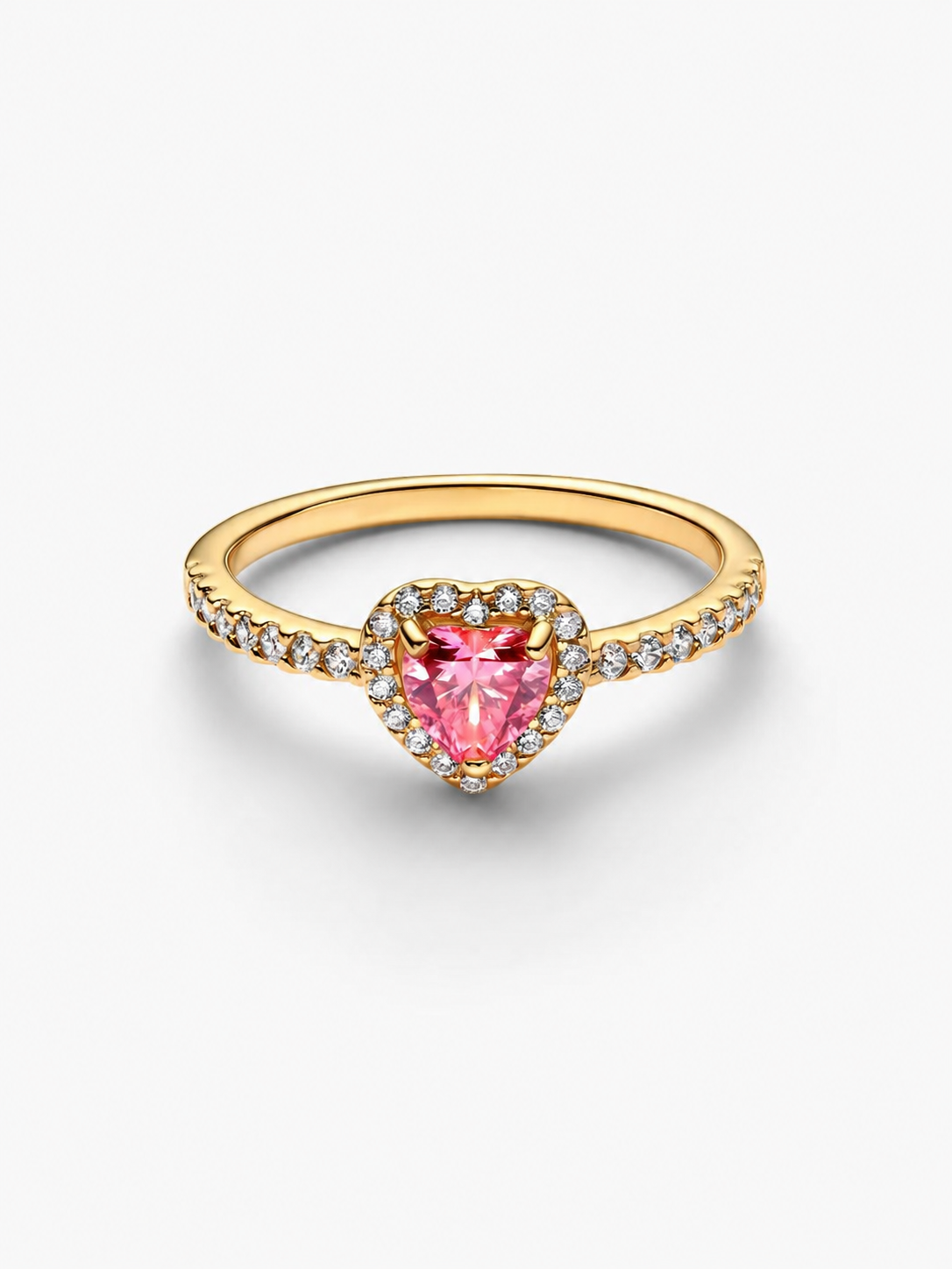 Bague Cœur Passion – Dorée à la pierre rose