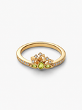 Bague Couronne Tiana – Dorée aux pierres vertes
