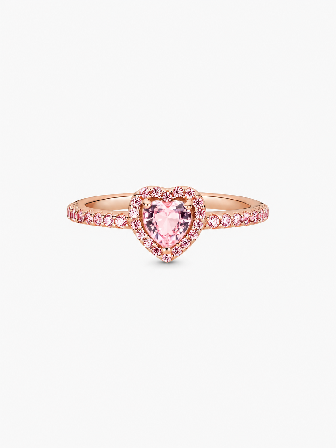 Bague Cœur Rosé – Doré rose et pierres roses