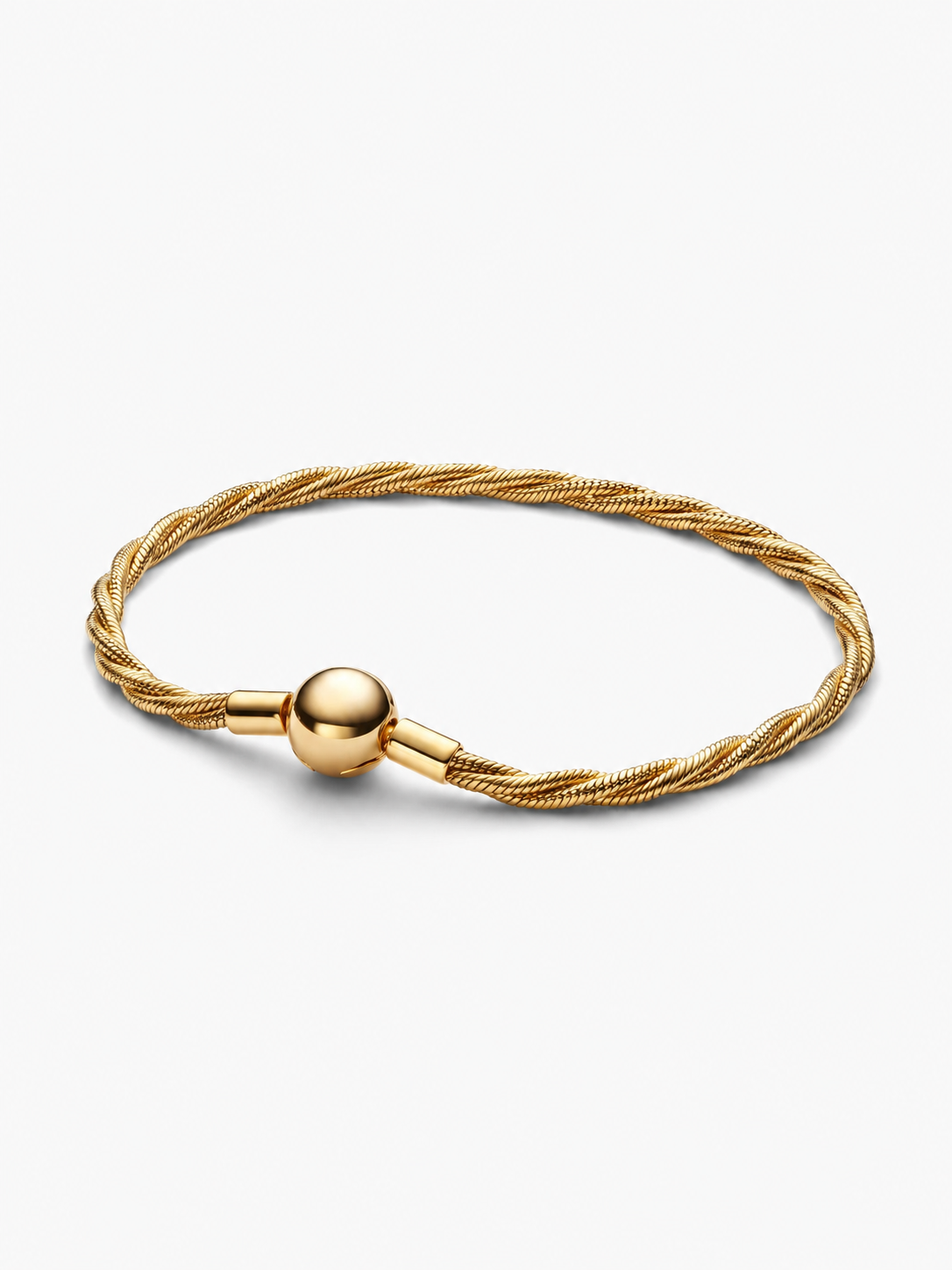 Bracelet Éclat Torsadé – Doré à Fermoir Sphérique