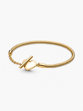 Bracelet Cœur Élégance – Maille Serpent Dorée