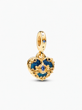 Charm Cœur Carrosse Cendrillon – Doré et bleu scintillant